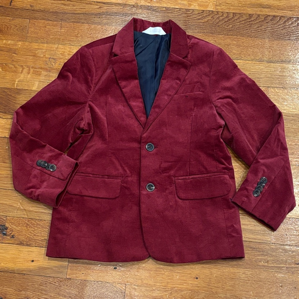 Cat & Jack Maroon Velvet Blazer